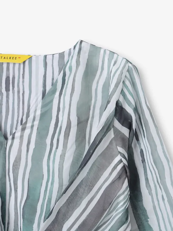 Latest green stripe casual top