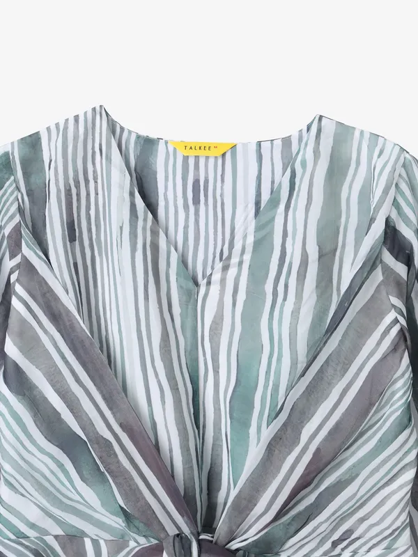 Latest green stripe casual top