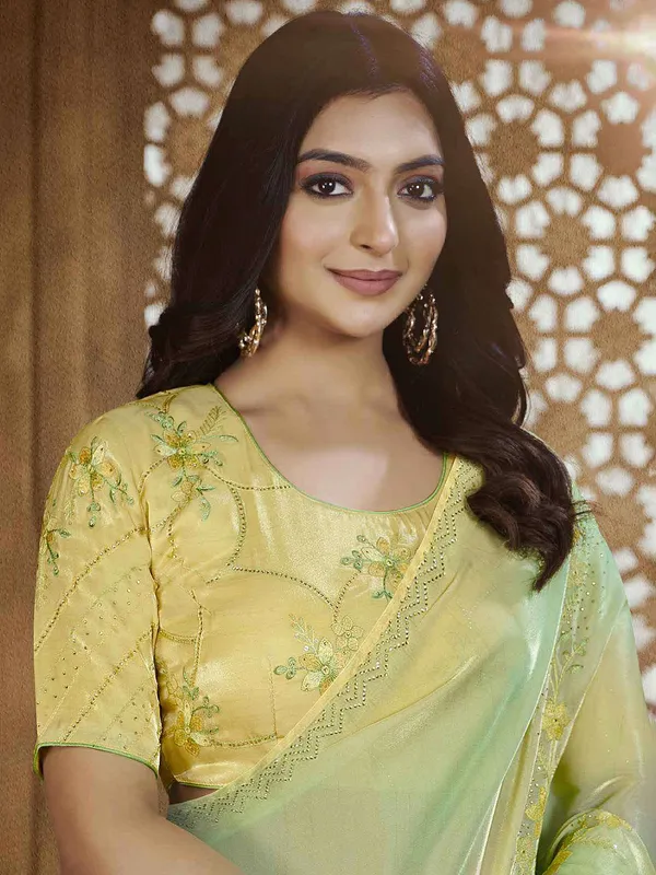 Latest green tissue silk saree