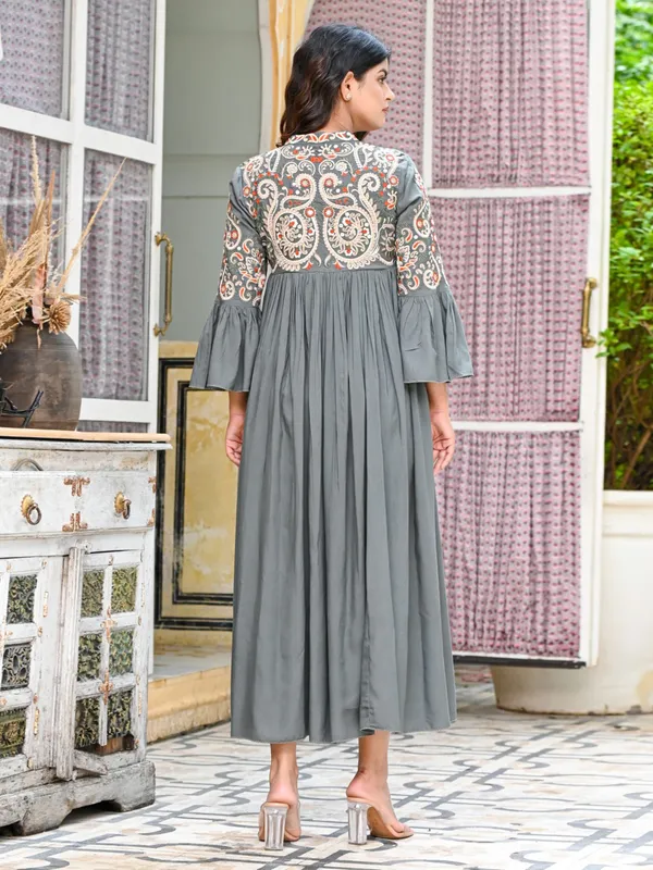 Latest grey cotton long kurti