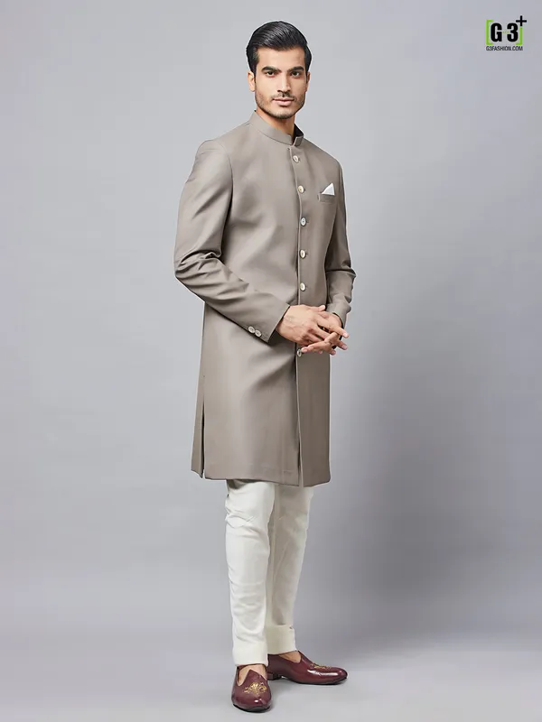Latest grey cotton silk indo western for parties
