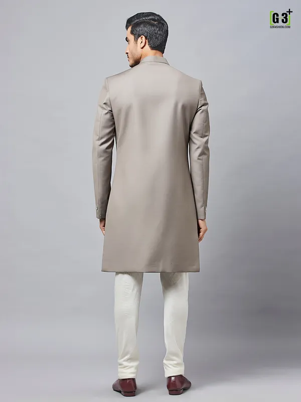 Latest grey cotton silk indo western for parties