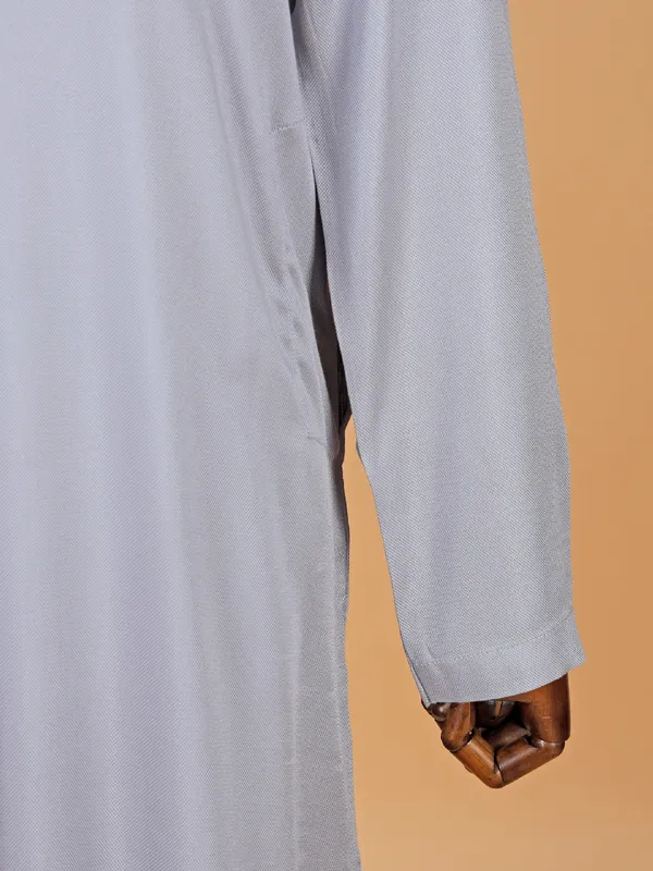 Latest grey plain silk kurta suit for men