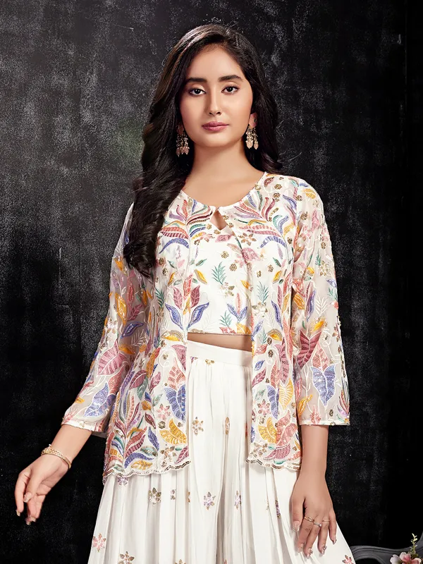 Latest jacket style white palazzo set
