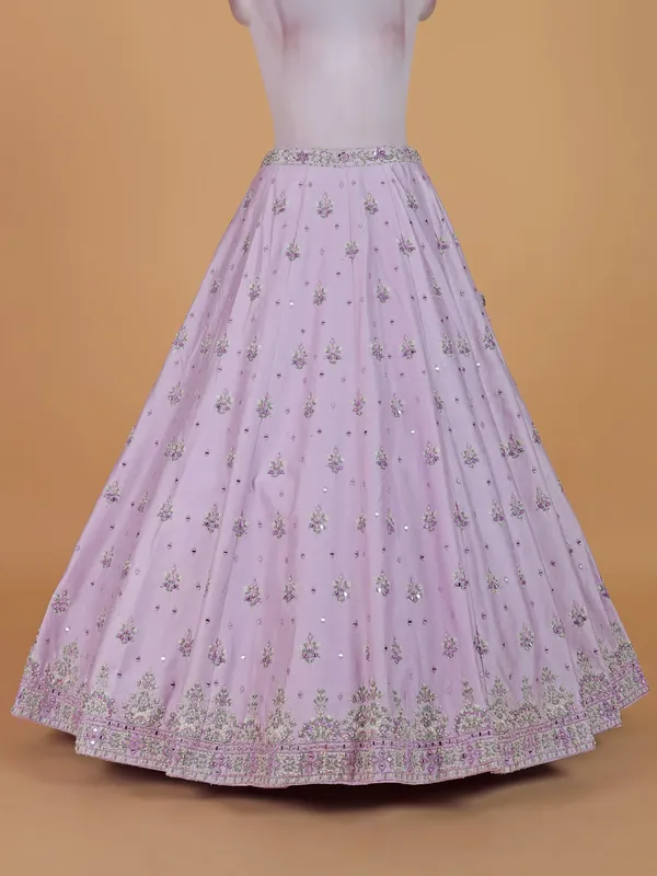Latest lavender raw silk lehenga choli