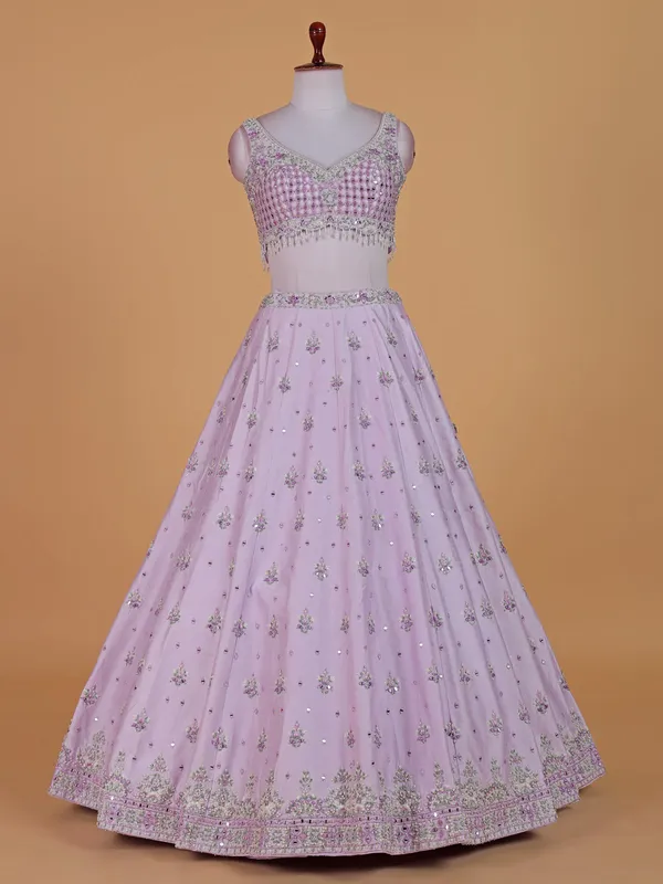 Latest lavender raw silk lehenga choli