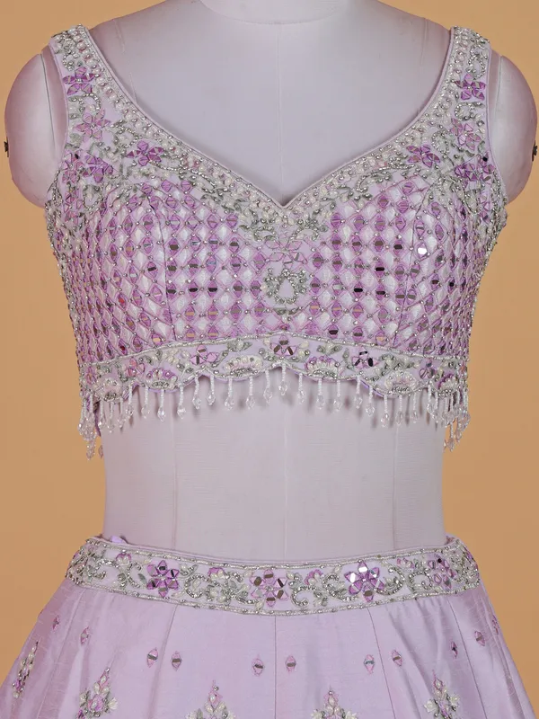 Latest lavender raw silk lehenga choli