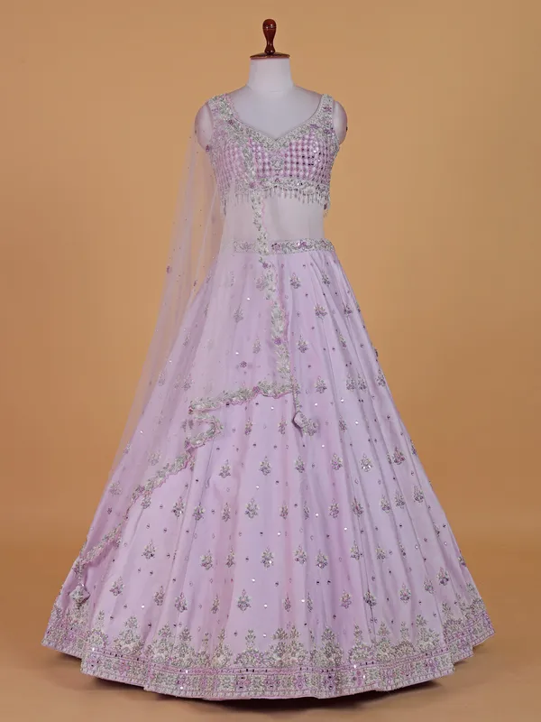 Latest lavender raw silk lehenga choli