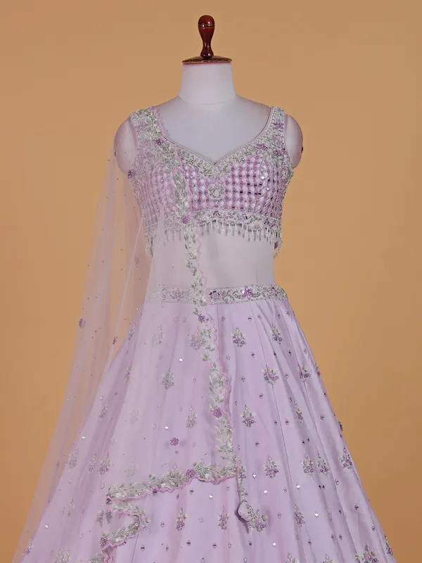 Latest lavender raw silk lehenga choli