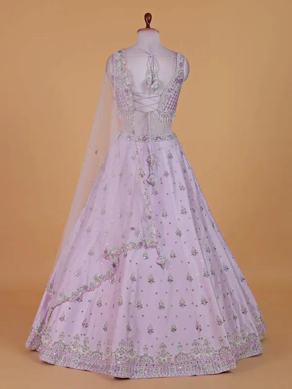 Latest lavender raw silk lehenga choli