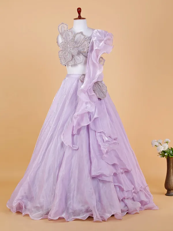 Latest lialc purple organza lehenga choli