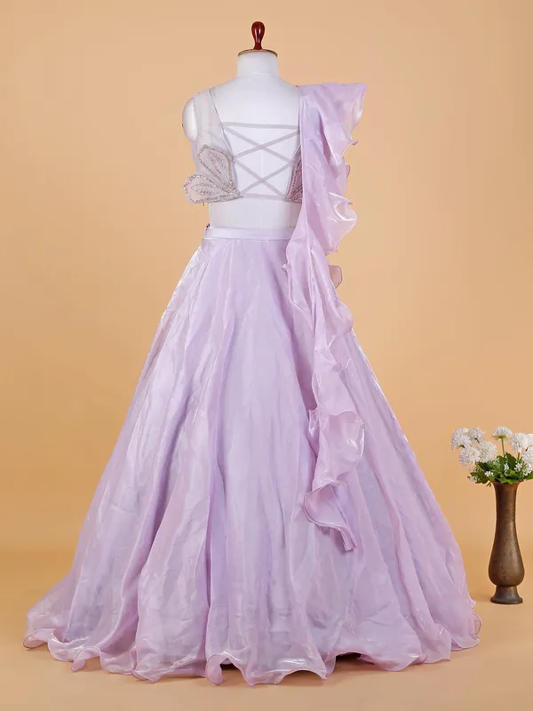 Latest lialc purple organza lehenga choli