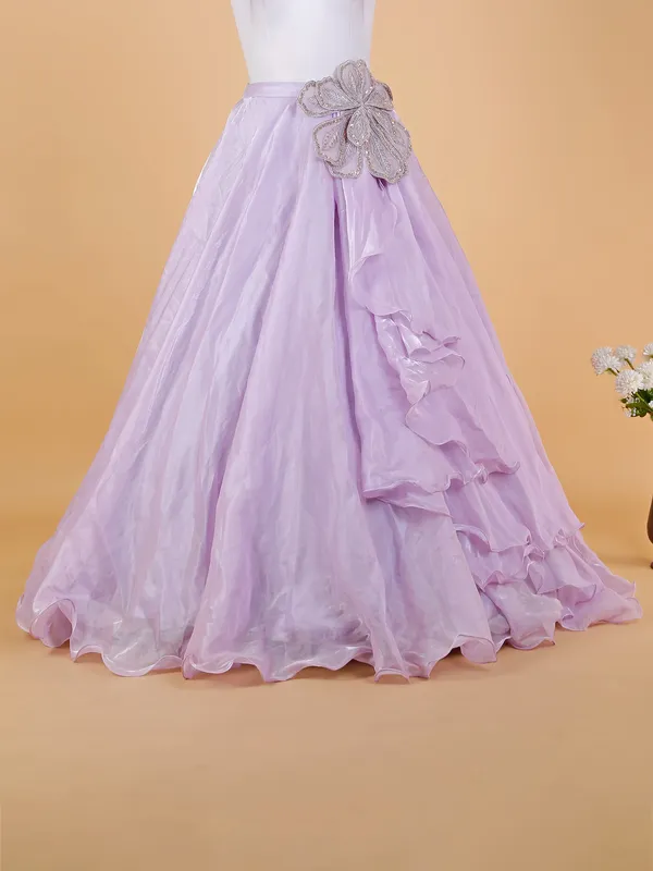 Latest lialc purple organza lehenga choli