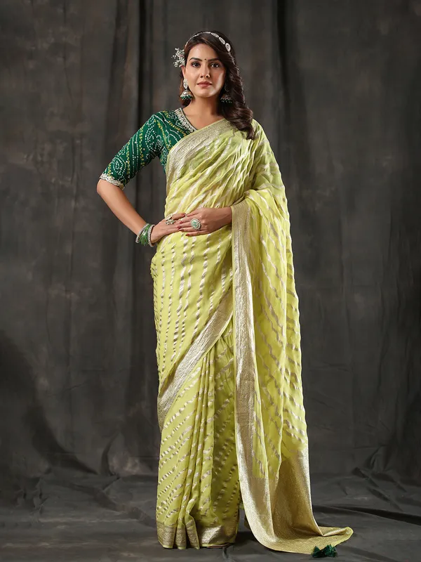 Latest light green georgette saree
