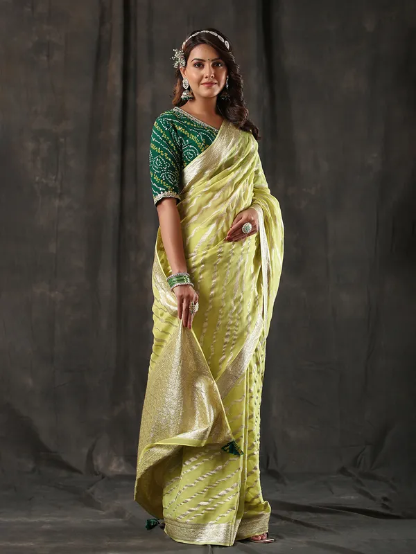 Latest light green georgette saree