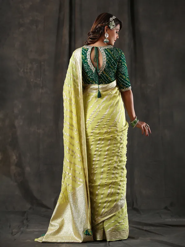 Latest light green georgette saree
