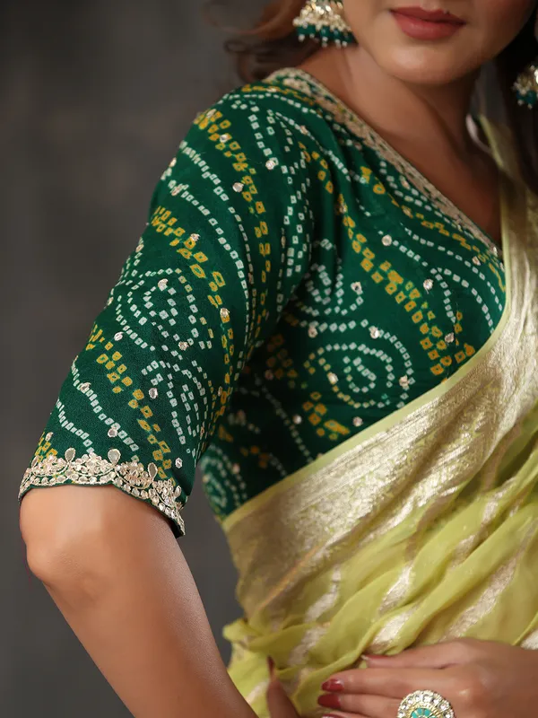 Latest light green georgette saree