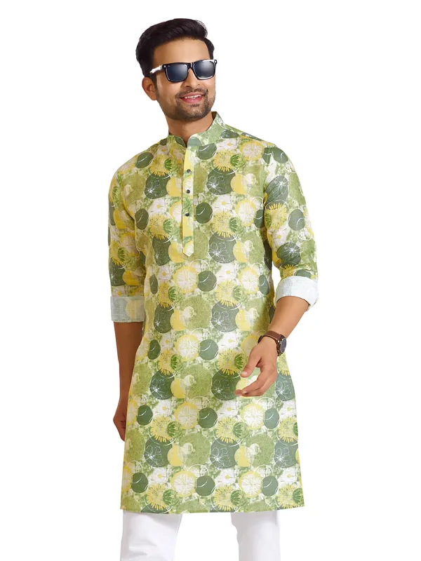 Latest light green printed kurta