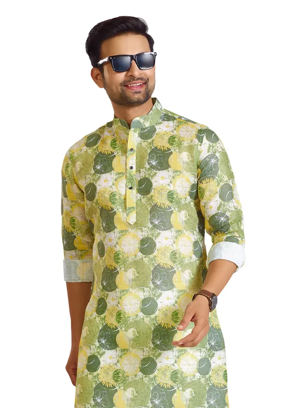 Latest light green printed kurta