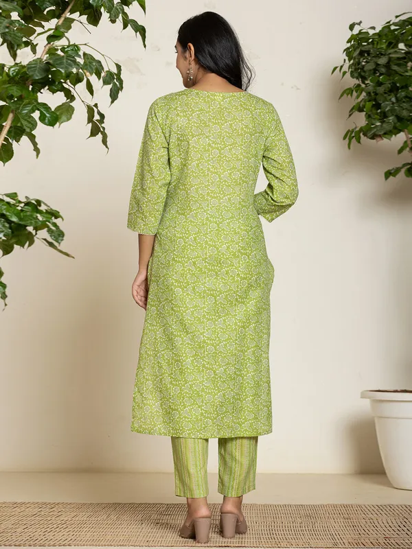 Latest light green printed kurti set
