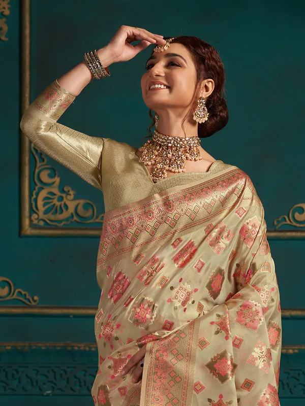 Latest light green silk saree