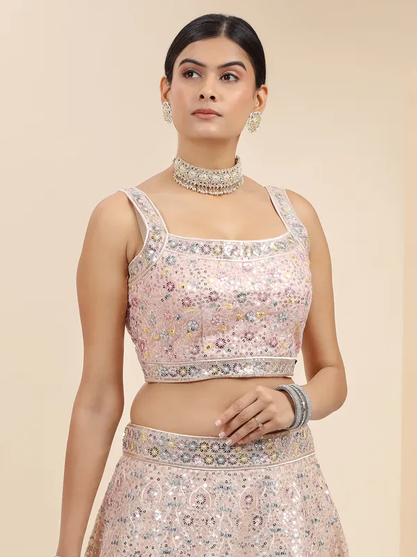 Latest light peach georgette lehenga choli