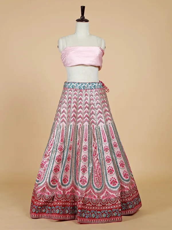 Latest light pink silk unstitched lehenga choli