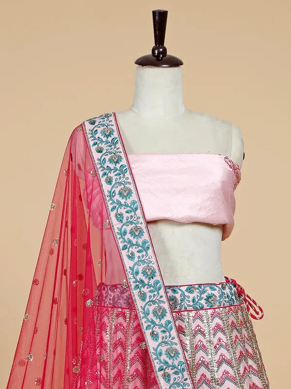 Latest light pink silk unstitched lehenga choli