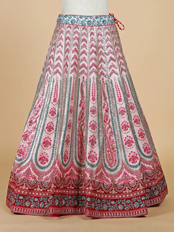 Latest light pink silk unstitched lehenga choli