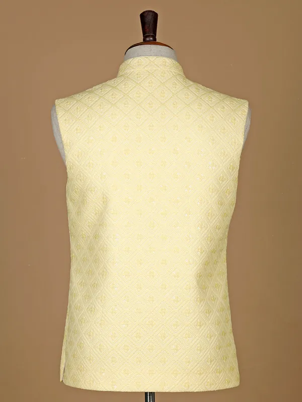 Latest light yellow silk waistcoat