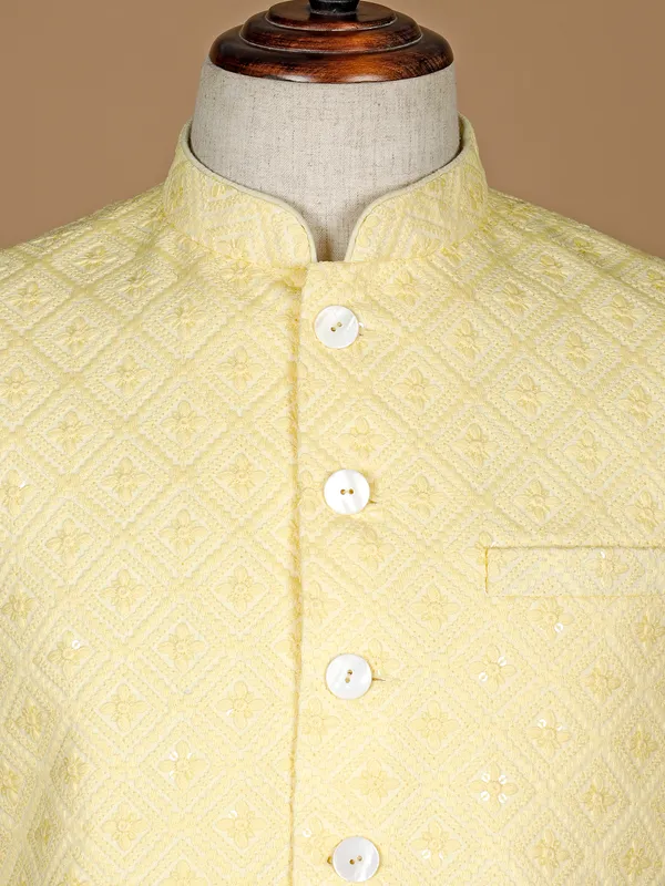 Latest light yellow silk waistcoat