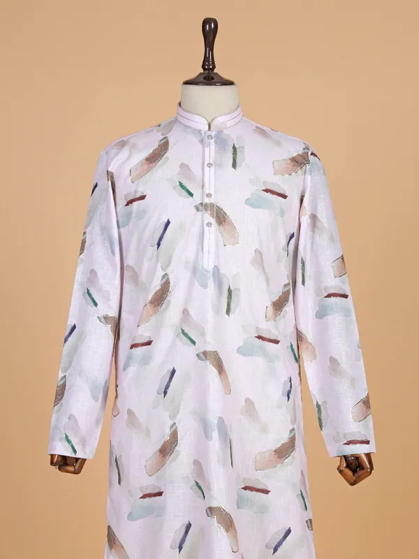 Latest lilac purple cotton silk kurta pajama