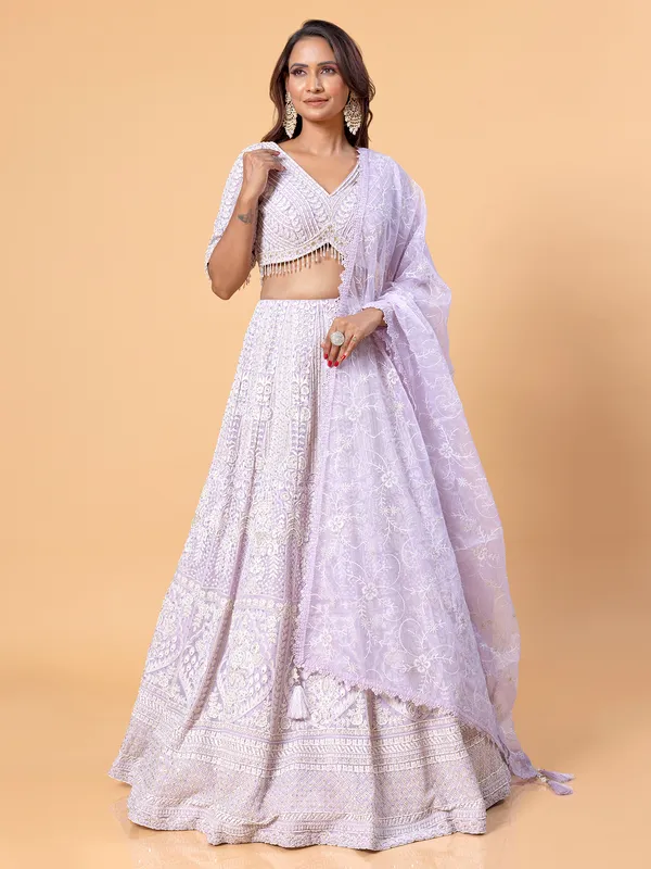Latest lilac purple georgette lehenga choli