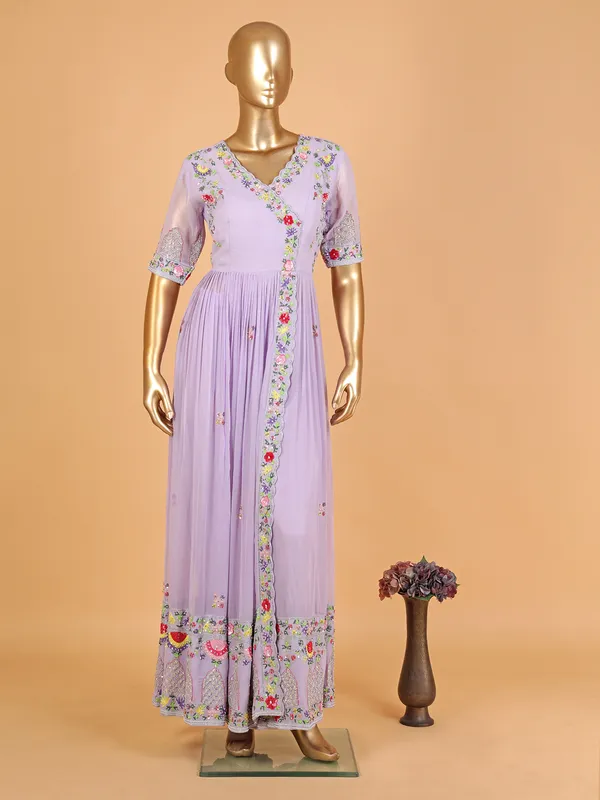 Latest lilac purple georgette salwar suit