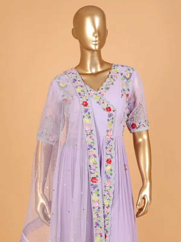 Latest lilac purple georgette salwar suit