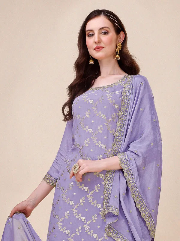 Latest lilac purple palazzo suit with dupatta