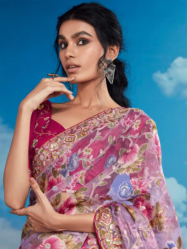 Latest lilac purple saree for wedding