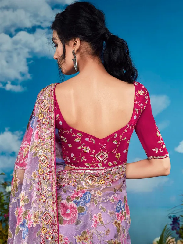 Latest lilac purple saree for wedding