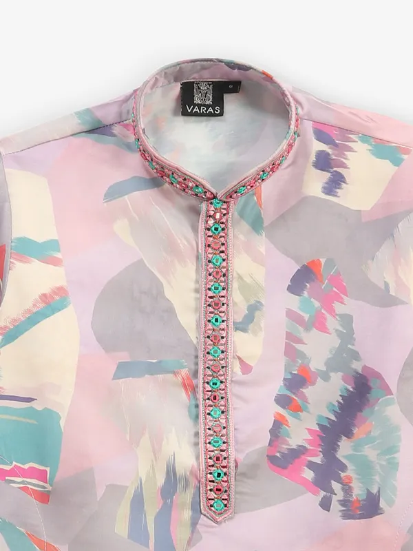 Latest lilack purple cotton silk kurta suit for boys