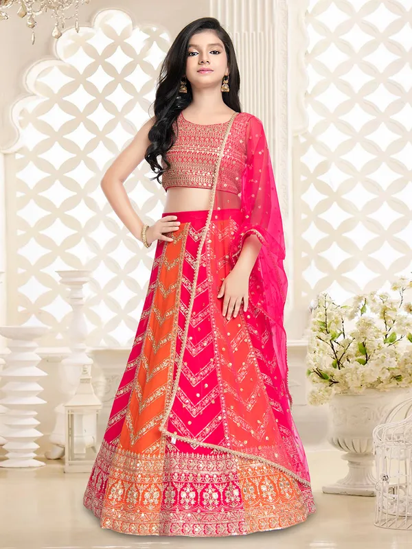 Latest magenta and orange georgette lehenga choli