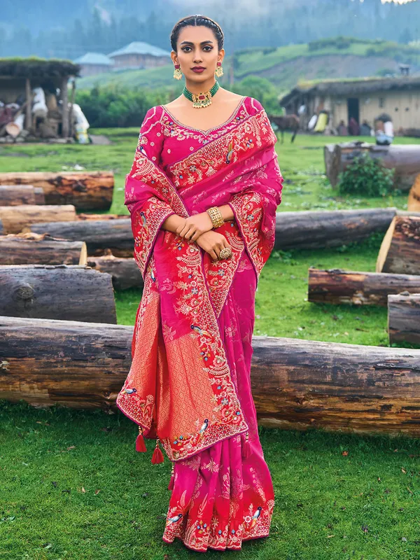 Latest magenta dola silk saree