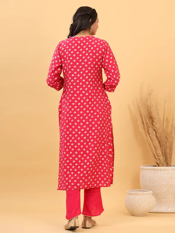 Latest magenta printed kurti with pant