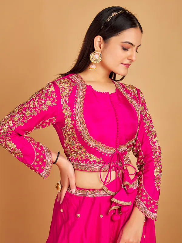 Latest magenta silk lehenga choli with dupatta