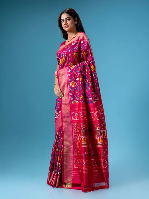 Latest magenta silk patola printed saree