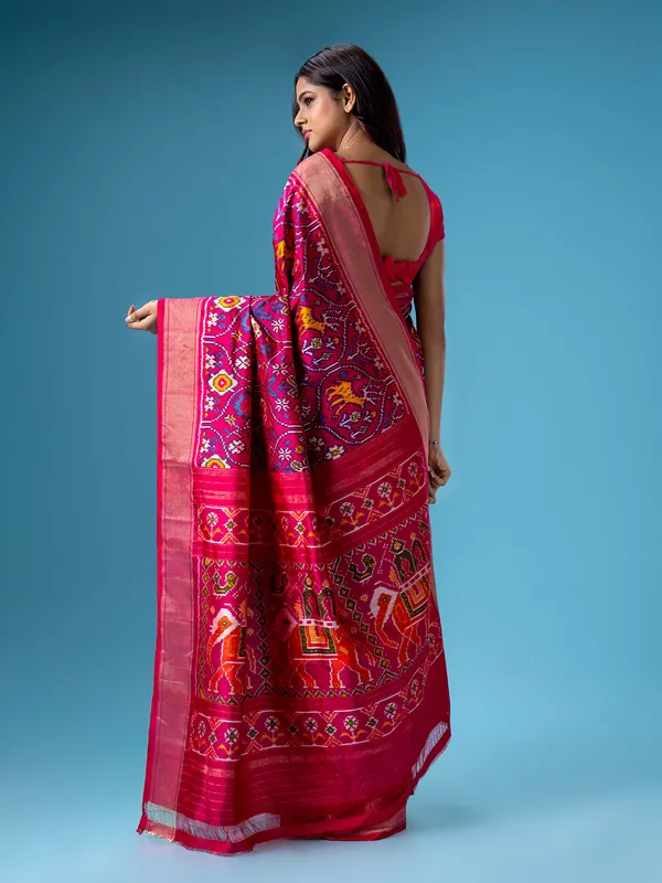 Latest magenta silk patola printed saree