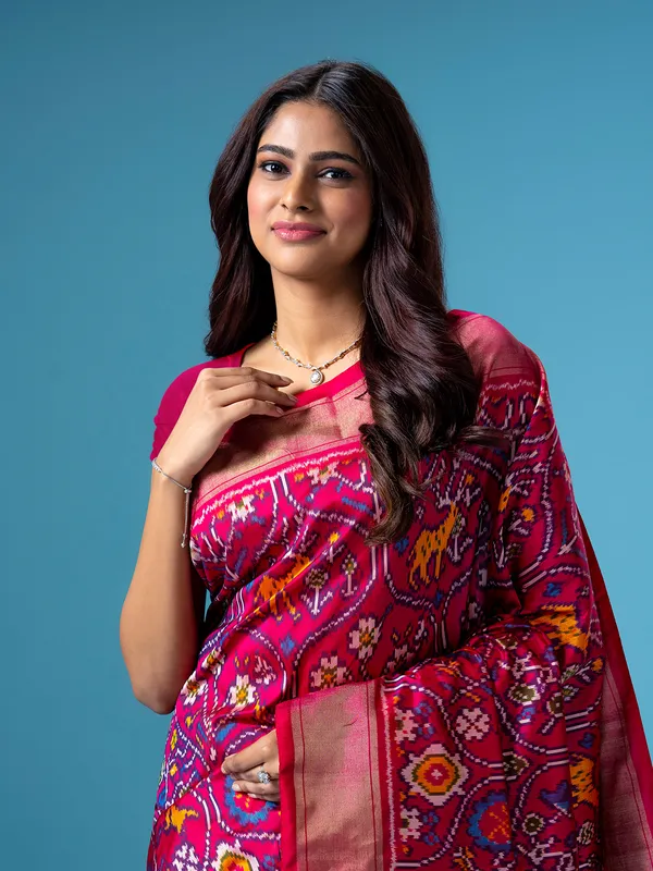 Latest magenta silk patola printed saree