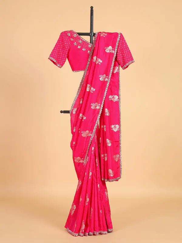 Latest magenta silk saree for festive