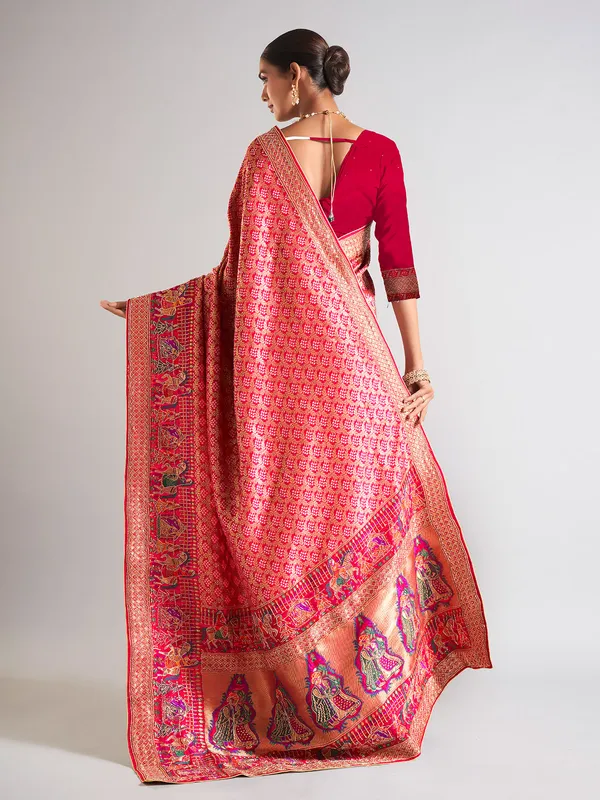 Magenta silk zari weaving saree