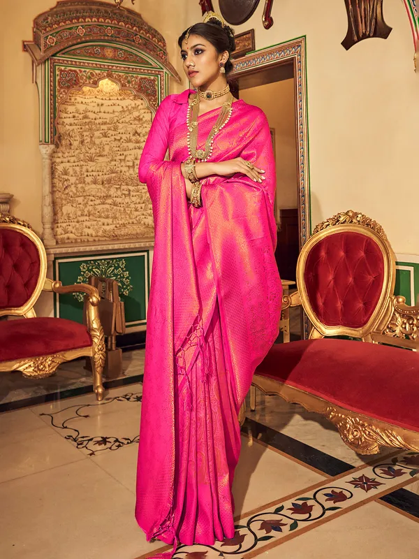 Latest magenta soft silk saree