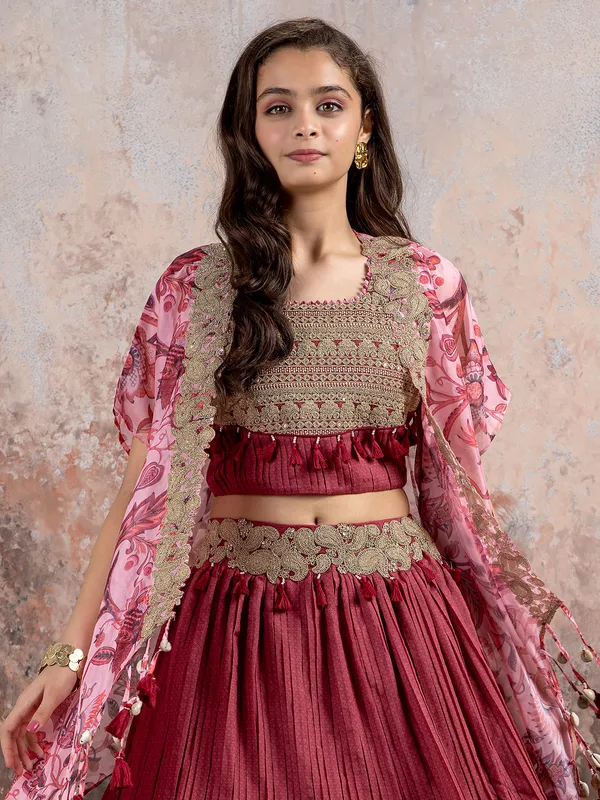 Latest maroon georgette girls lehenga choli